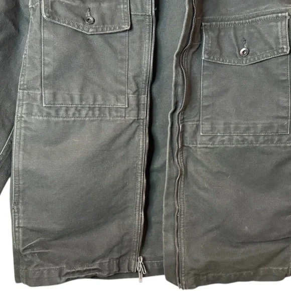Baldwin Men's Dark Green Utility Cargo Zip Up Size L Made in USA Cotton Jacket - Picture 4 of 7
